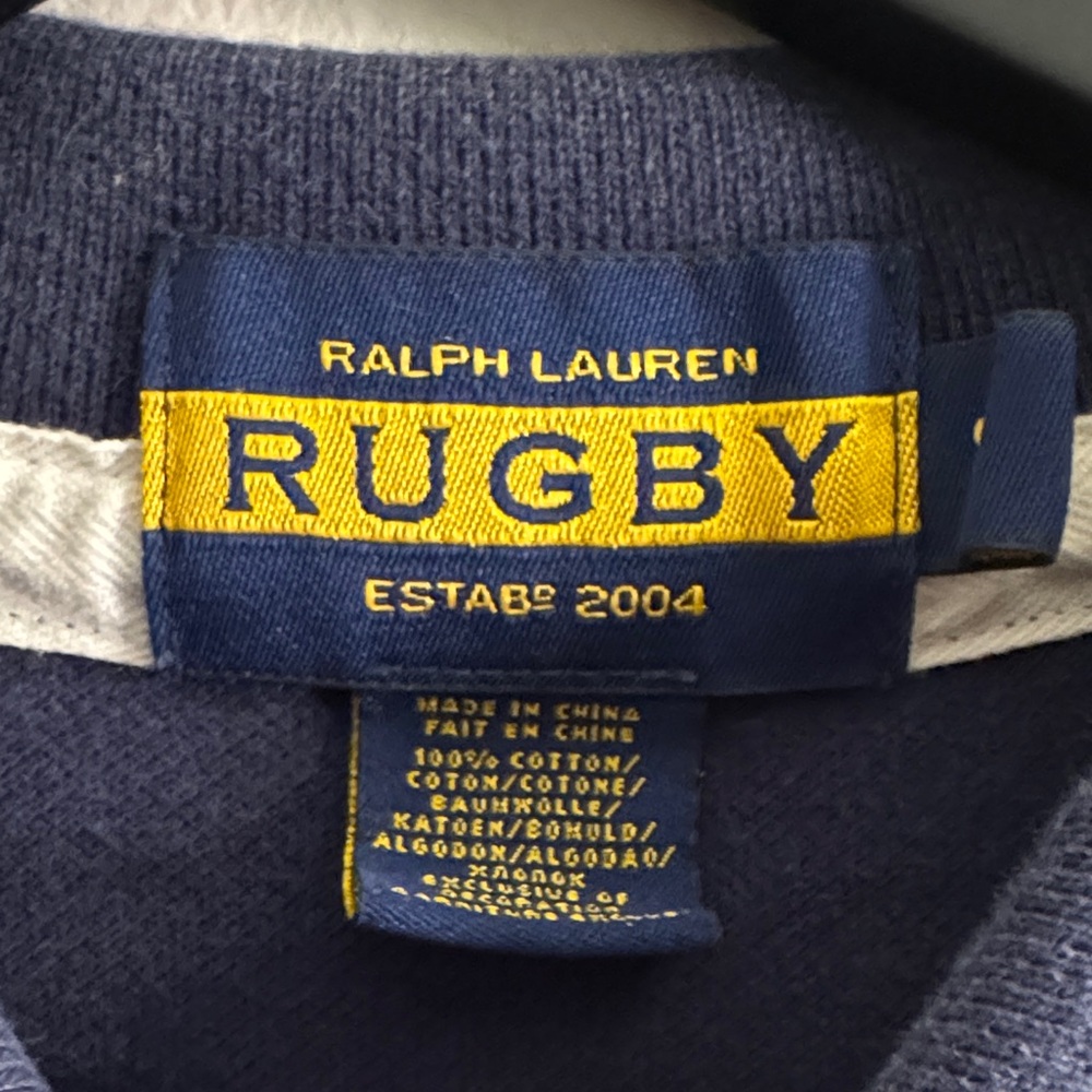 Rugby Ralph Lauren Navy Polo with White and Gold Details - Picture 3 of 3
